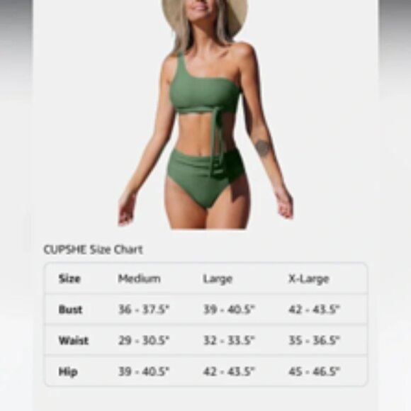 CupShe Women's Two Piece One Shoulder High Waister Bikini Set Size Large NWT - Picture 4 of 6